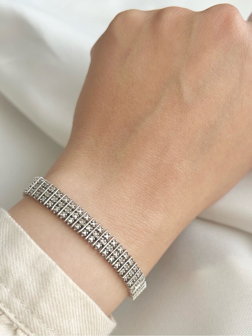 Technibond Natural White Diamond 925 Sterling Silver tennis bracelet
